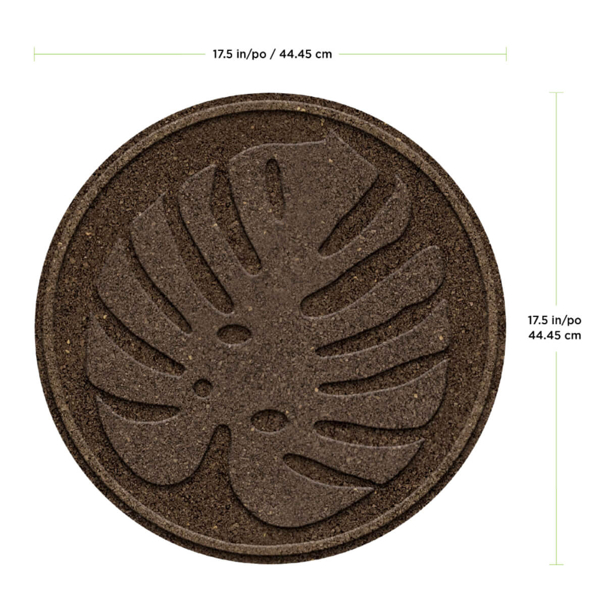 Garden Central 18" x 18" Tropical Leaf Round Stepping Stones in Brown, 4-pack, Made with recycled materials