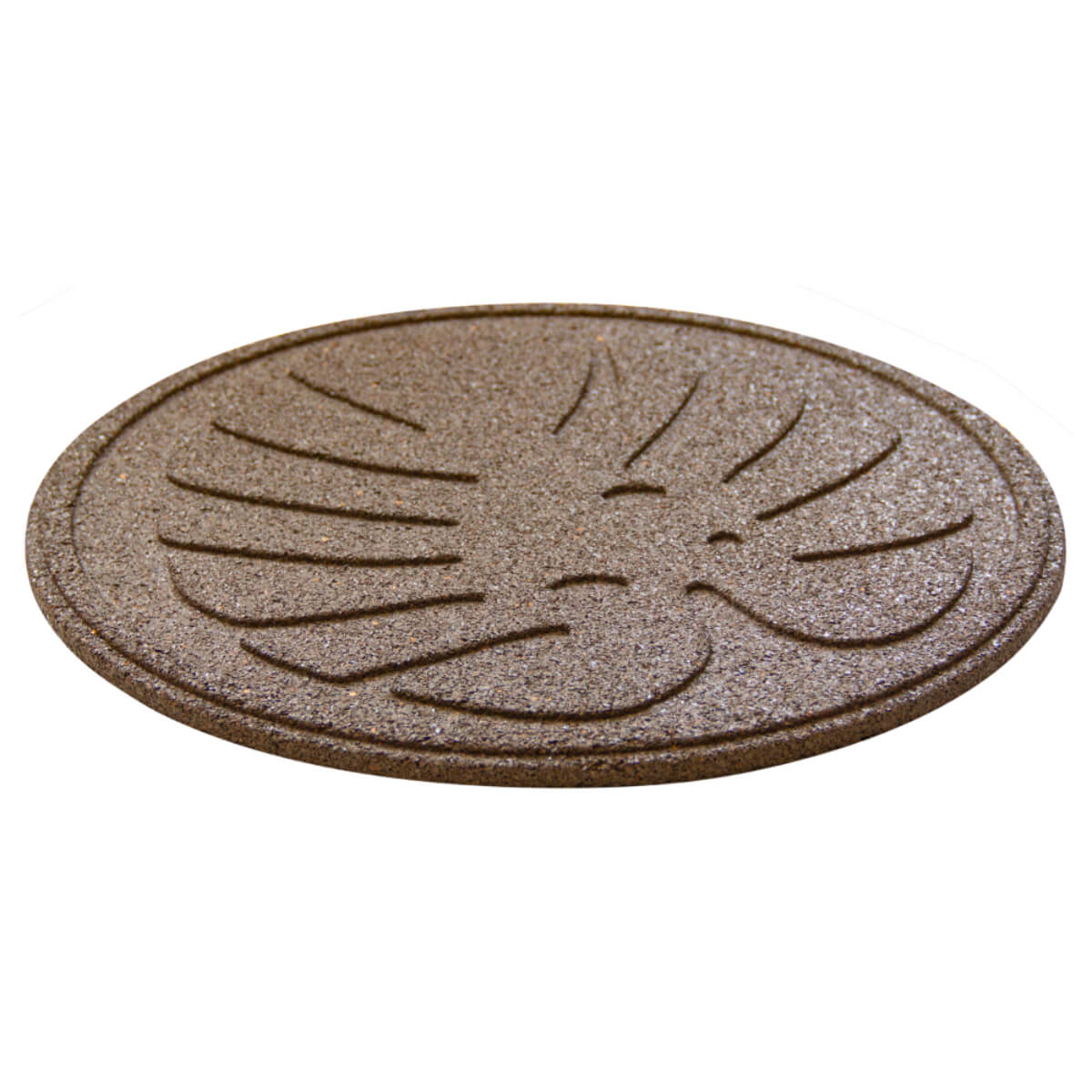 Garden Central 18" x 18" Tropical Leaf Round Stepping Stones in Brown, 4-pack, Made with recycled materials