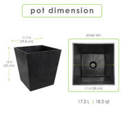 Tierra Verde 12" x 13" Sonata Square Planter In Slate, Made from recycled materials