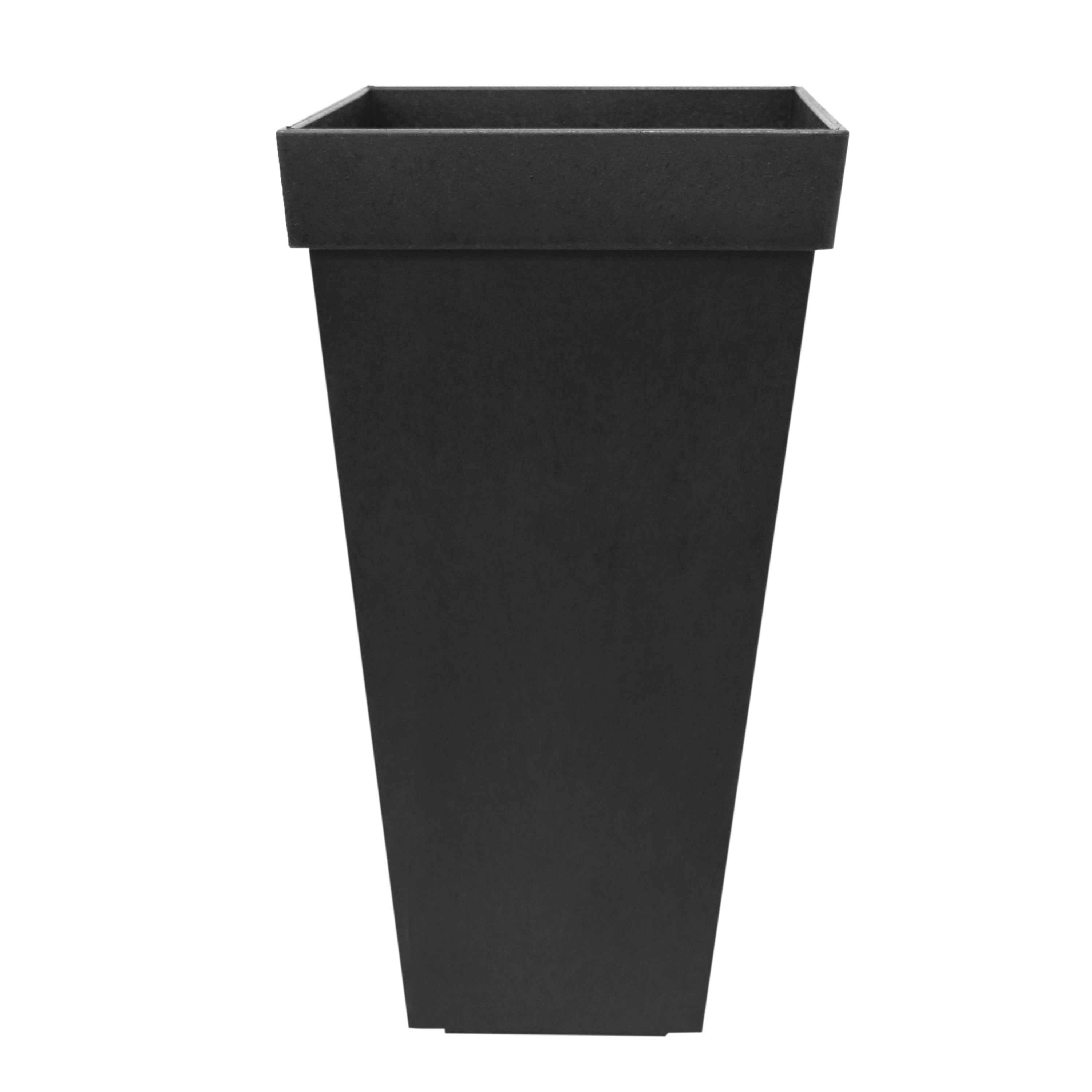 Tierra Verde 15in W x 28in H Symphony Classic Self-Watering Tapered Large Square Indoor/Outdoor Planter-Black