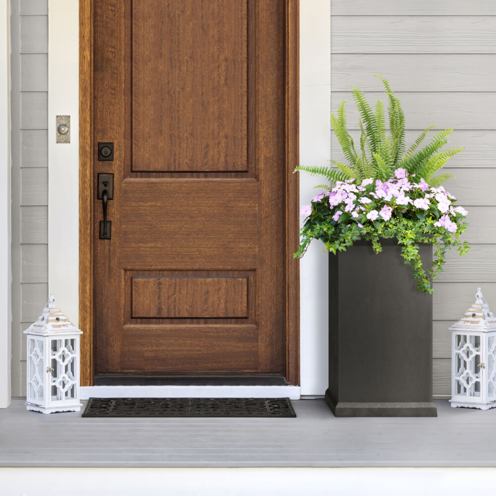 Tierra Verde 15in W x 26in H Allegro Smooth Large Recycled Self-Watering Indoor/Outdoor Column Planter-Black