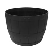 Tierra Verde 20" W x 14" H Whiskey Barrel Self-Watering Round Planter Pot - Black, Large, Indoor/Outdoor