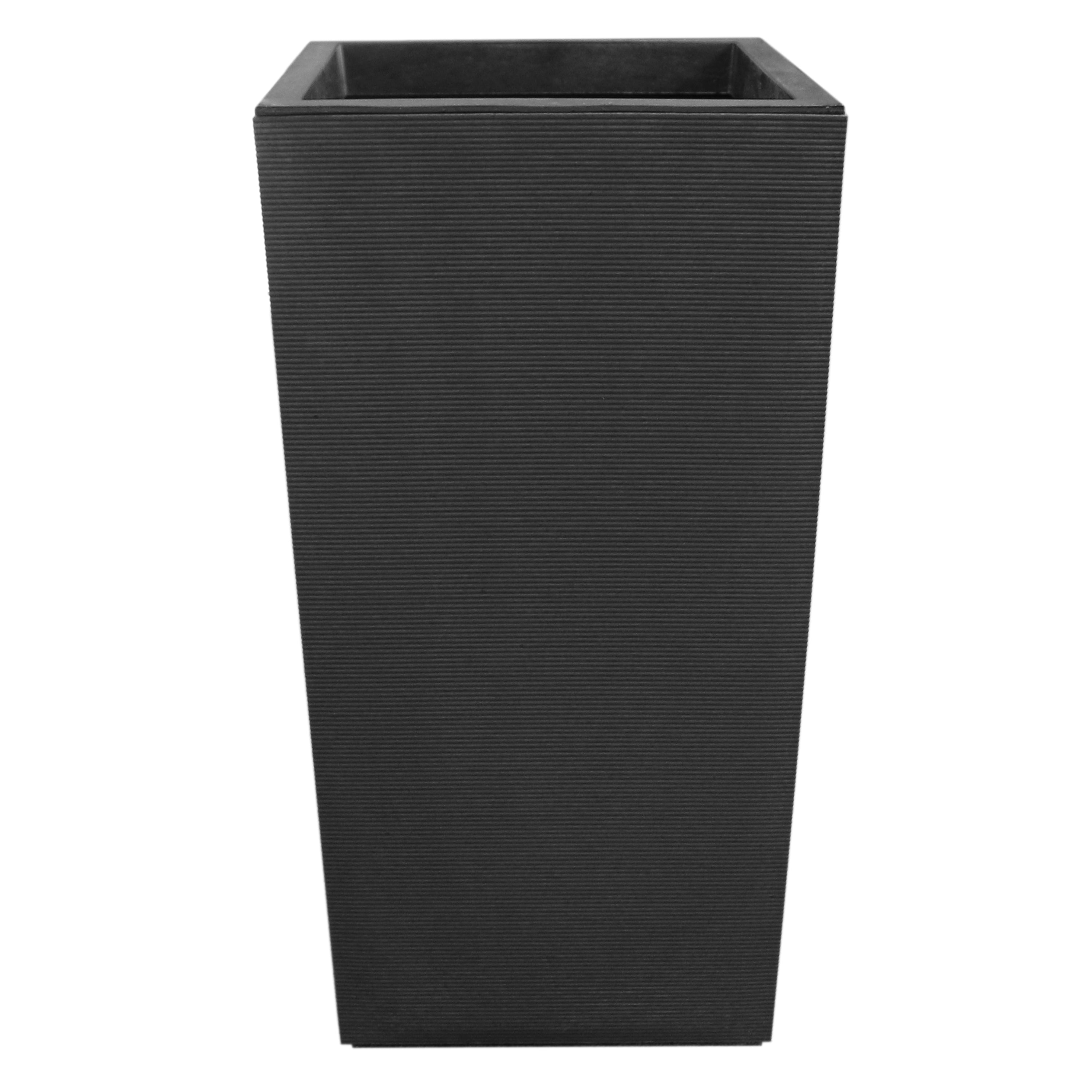 Tierra Verde 13in W x 26in H Citadel Horizon Large Recycled Self-Watering Indoor/Outdoor Column Planter in Black