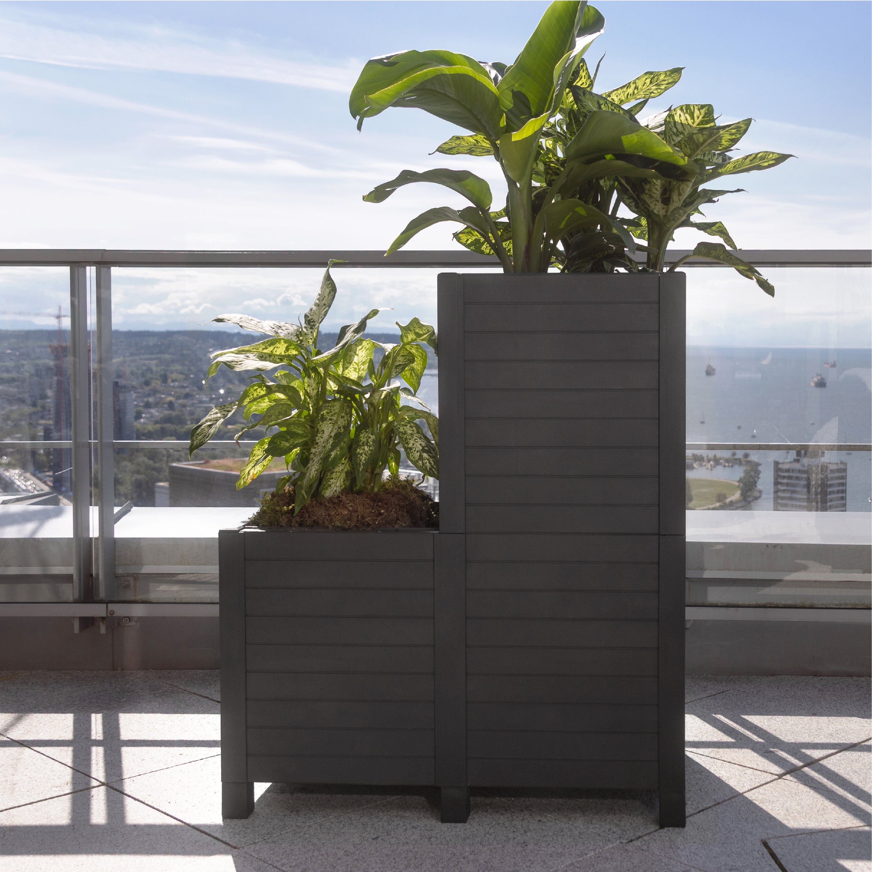 32.5" W x 34.8" H Stepped Planter Box (200L) in Black