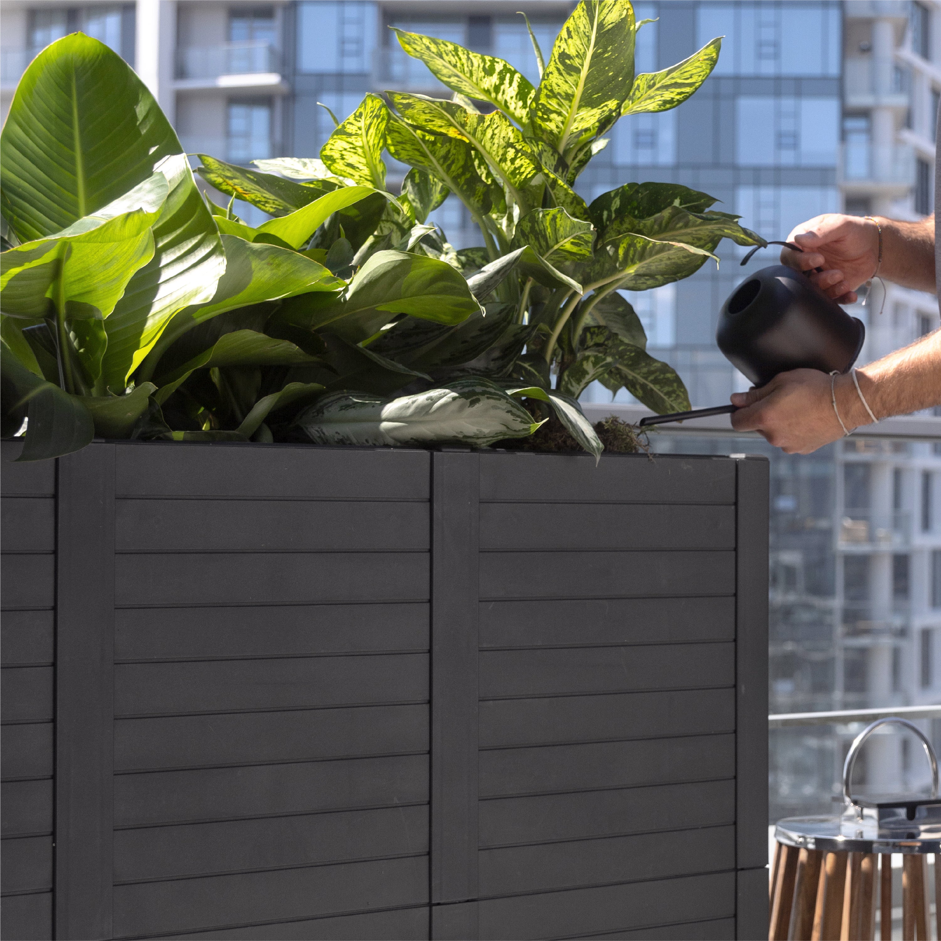 48" W x 36" H Tower Trough Planter Box (400L) in Black