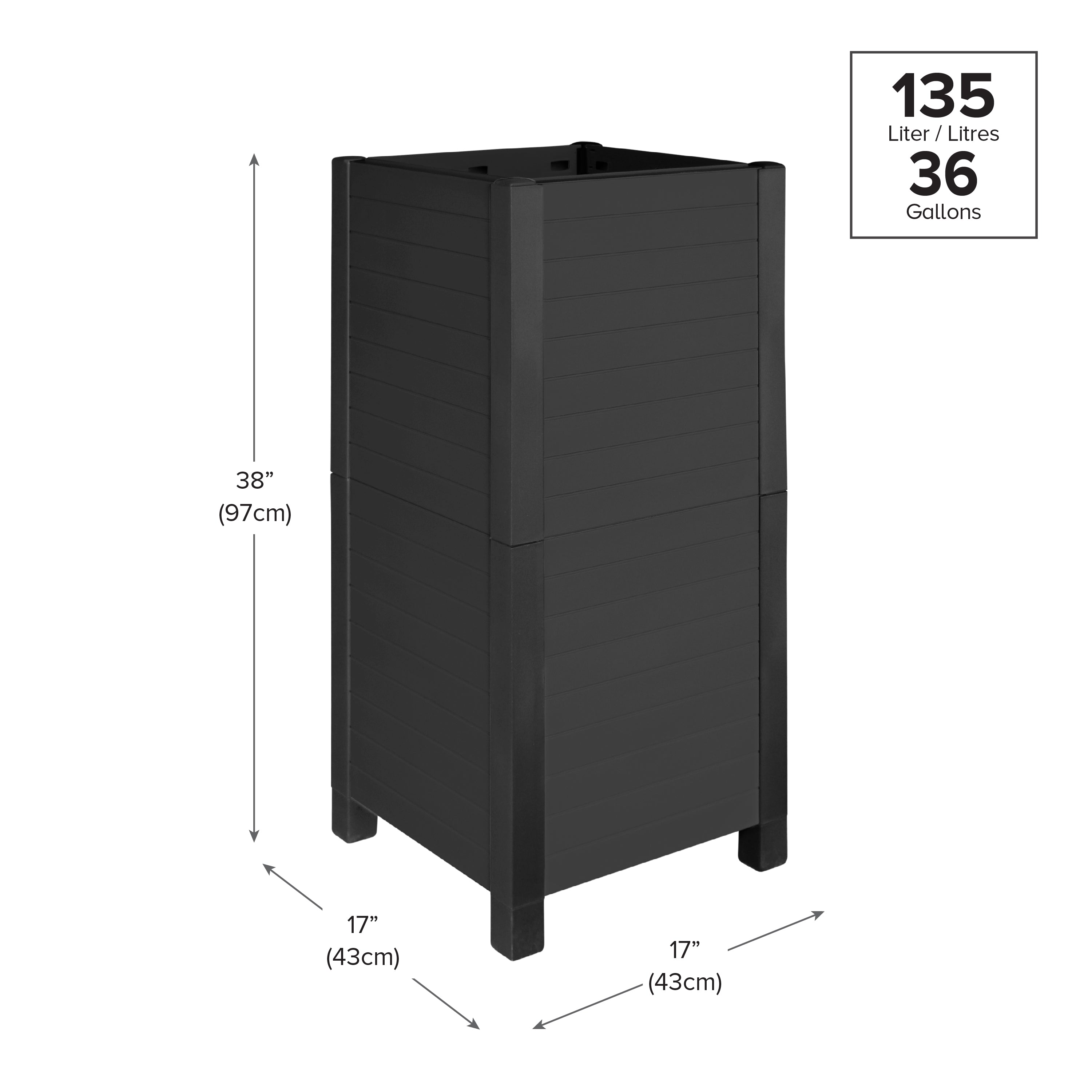 Tierra Verde Tower Planter Box Black/Black(8 panels)