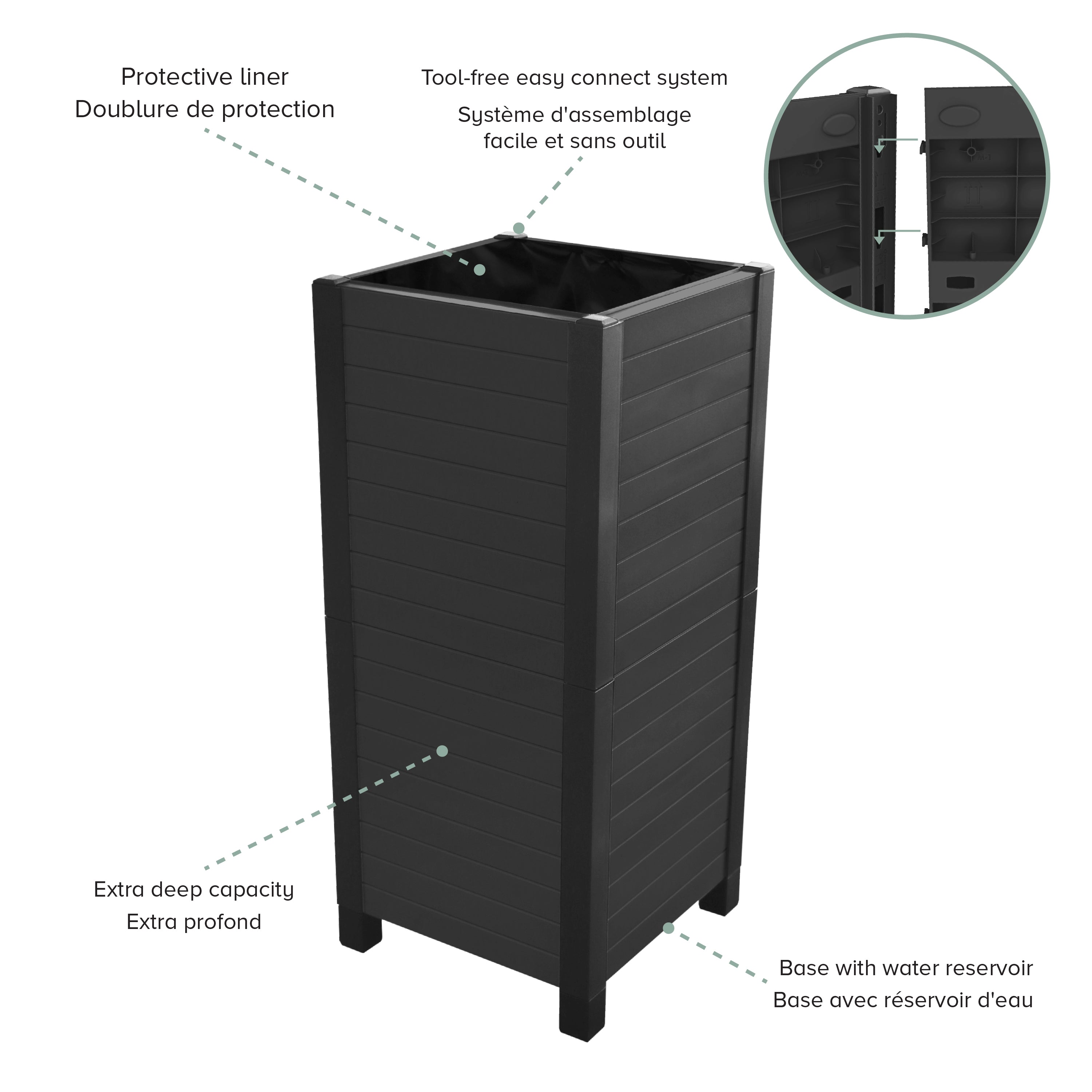 Tierra Verde Tower Planter Box Black/Black(8 panels)