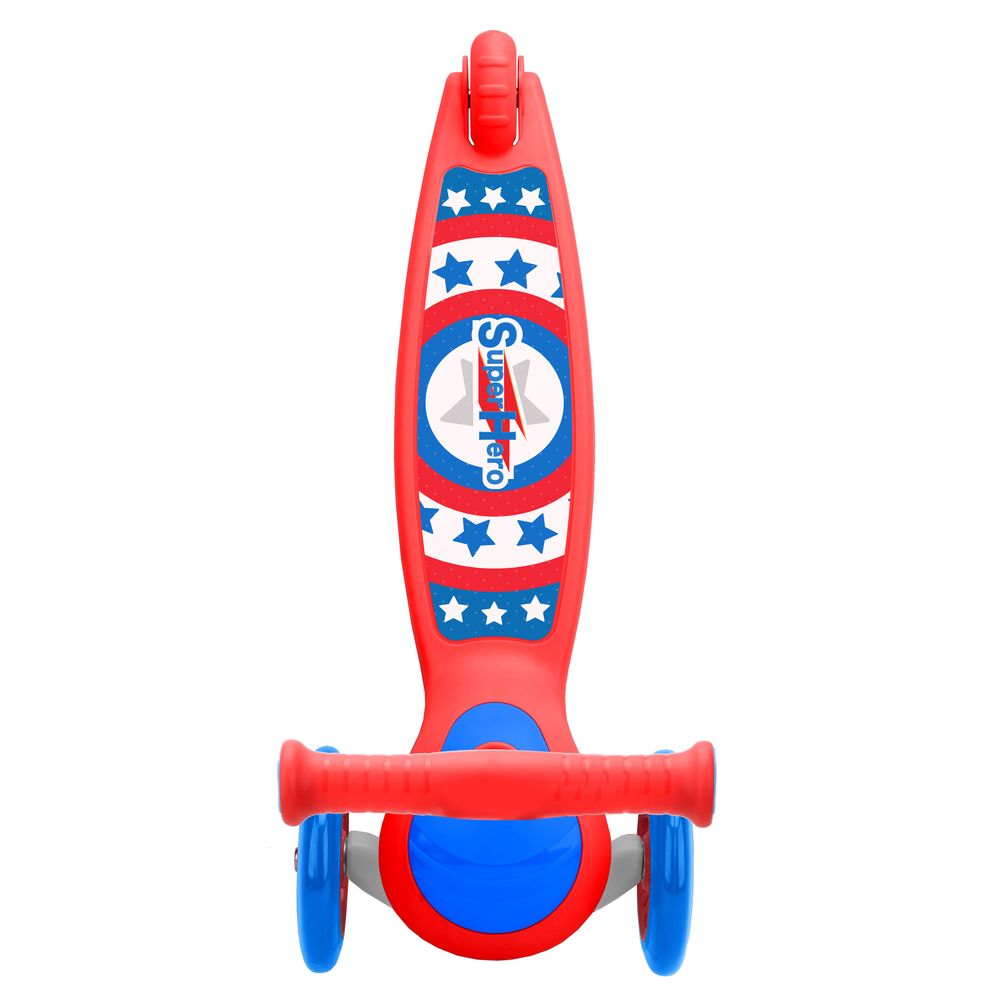 Rugged Racer Superhero Design Compact Kids 3 Wheel Scooter