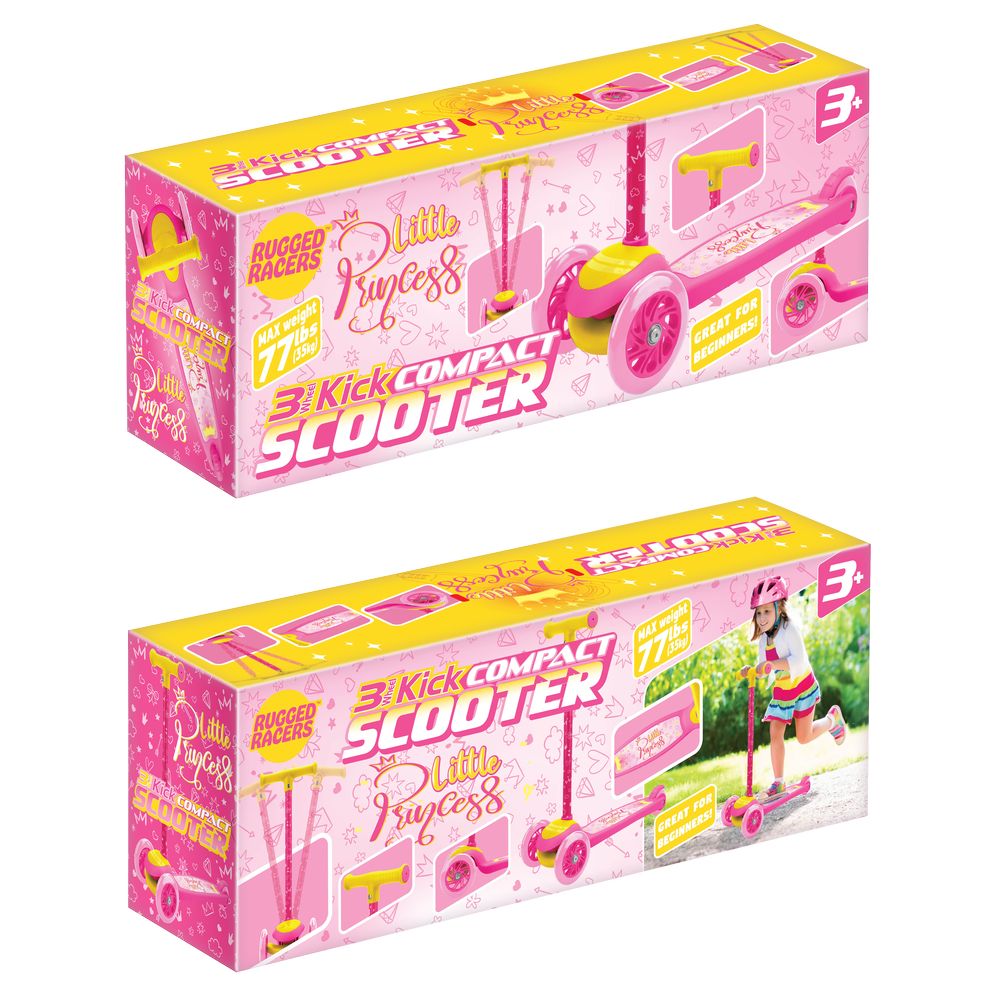 Rugged Racer Princess Design Compact 3 Wheel Scooter