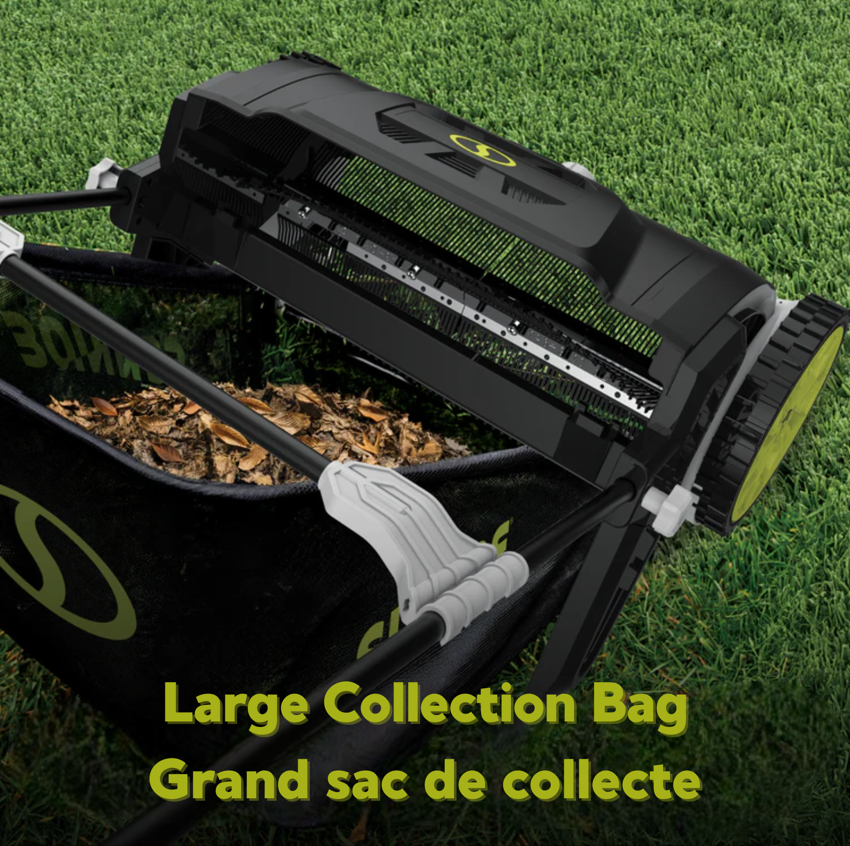 21" Manual Leaf Sweeper with 22-Gallon Collection Bag & Oversized Wheels