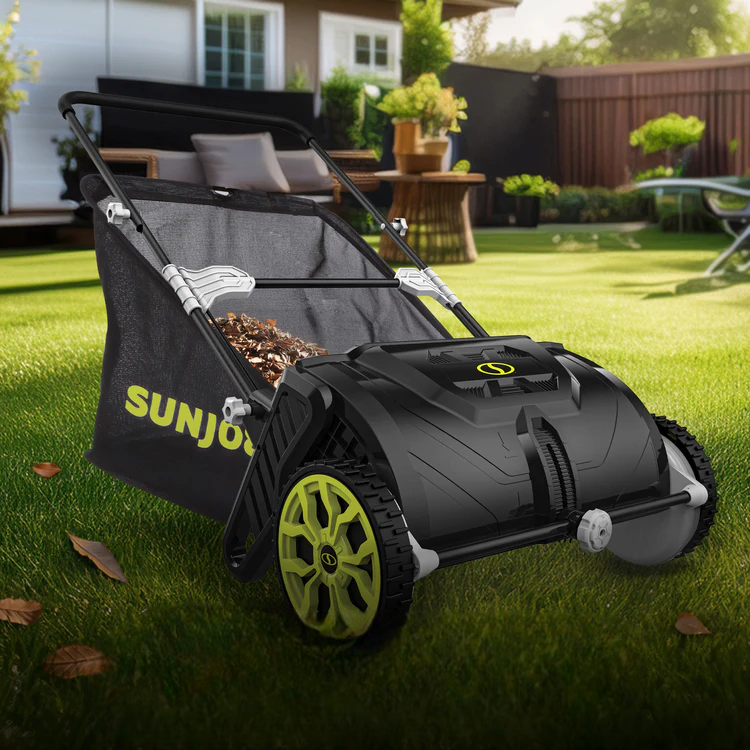21" Manual Leaf Sweeper with 22-Gallon Collection Bag & Oversized Wheels