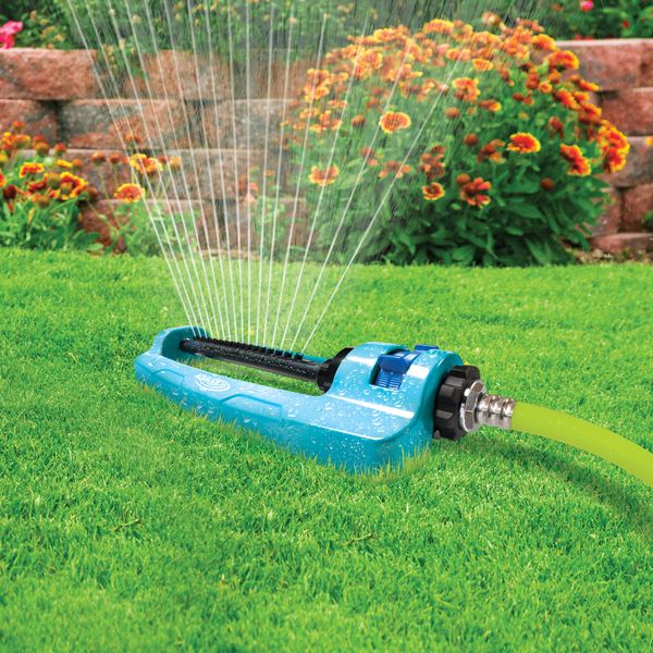 Aqua Joe Indestructible Metal Base Oscillating Sprinkler with Adjustable Spray