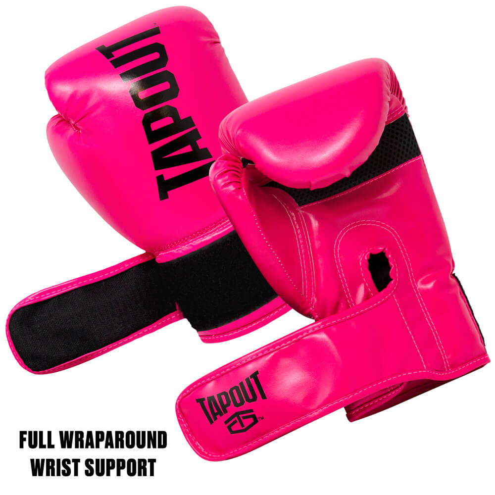 Tapout 10 oz Womens Boxing Gloves With Adjustable Hook And Loop Closure - Magenta/White